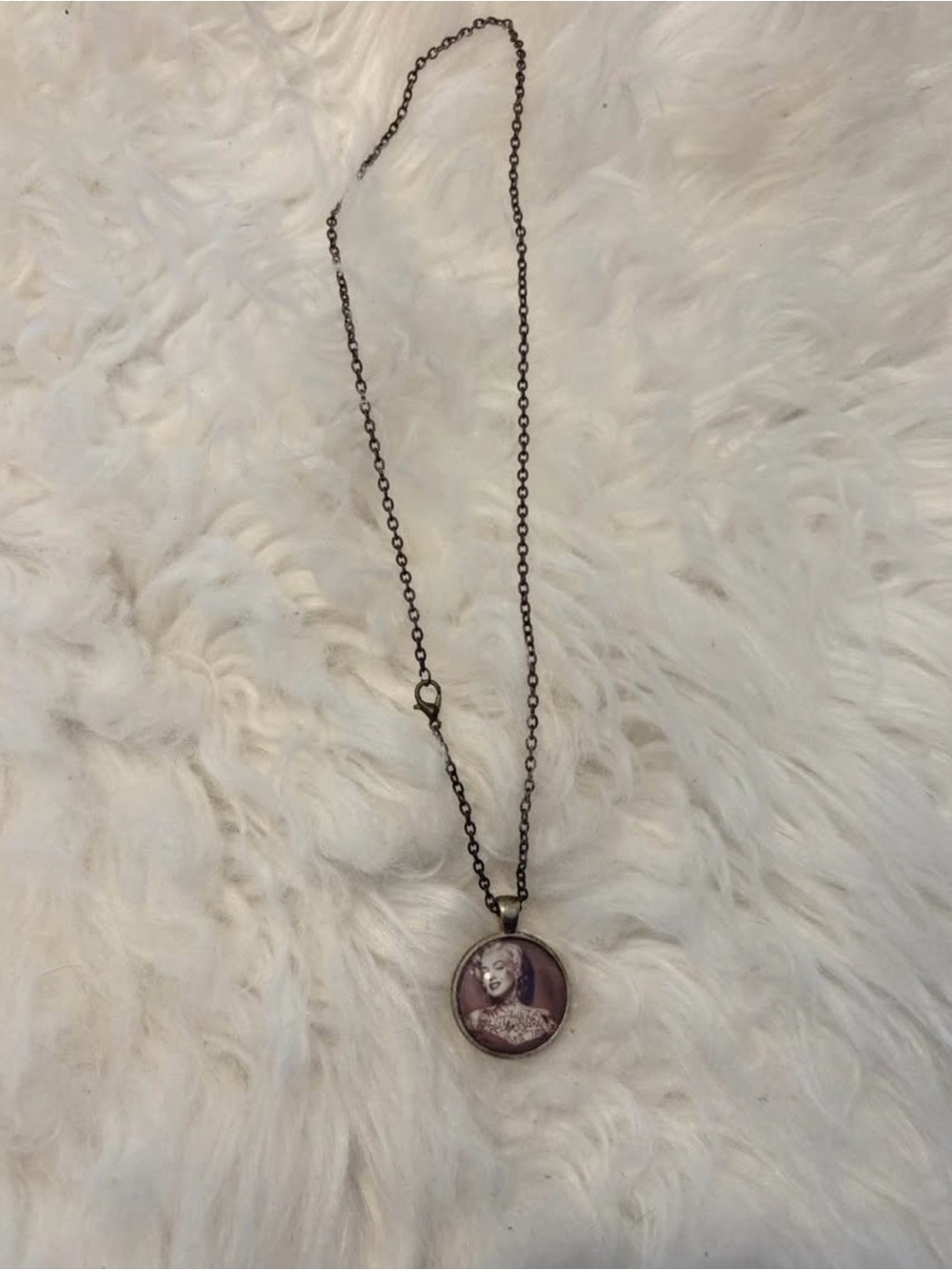Marilyn monroe vintage style Antique style Bronze Portrait Pendant Necklace